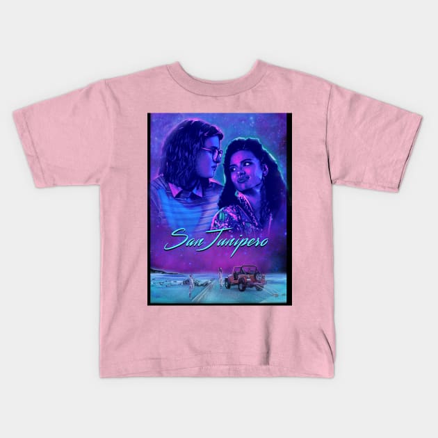 San Junipero, Yorkie and Kelly Kids T-Shirt by Elizachadwickart 